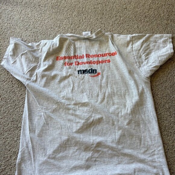 Vintage MSDN T-Shirt | XL | Tultex | Single Stitch | Heather Gray | 90s Tech Tee - Picture 4 of 7